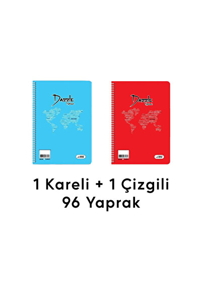 İkra Kırtasiye 2 Adet 96 Yaprak Spiralli Kaliteli Defter Seti - Kareli ve Çiz...