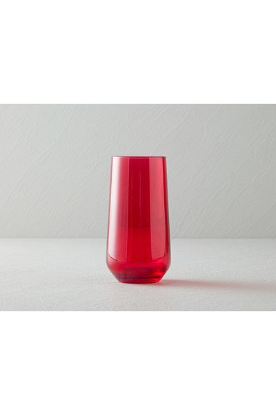English Home Set of 3 Lacy Glass Soft Drink Glasses 470ml Red