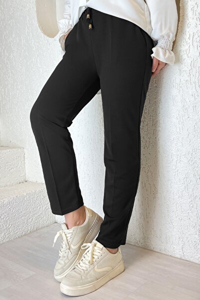 InStyle Dvojité nohavice z lycry s elastickým pásom – čierne