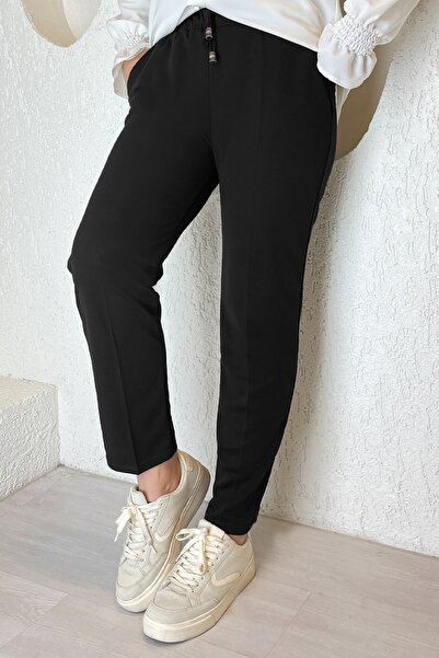 InStyle Dvojité nohavice z lycry s elastickým pásom – čierne