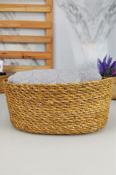 Digithome Wicker Bath and Makeup Organizer Basket Oval Organizer 24 cm Καφέ - Pnl-ph22 S/3 C1-1-100