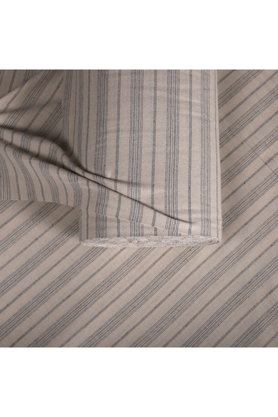 KAMİZ Çizgili Keten Kumaş Gri