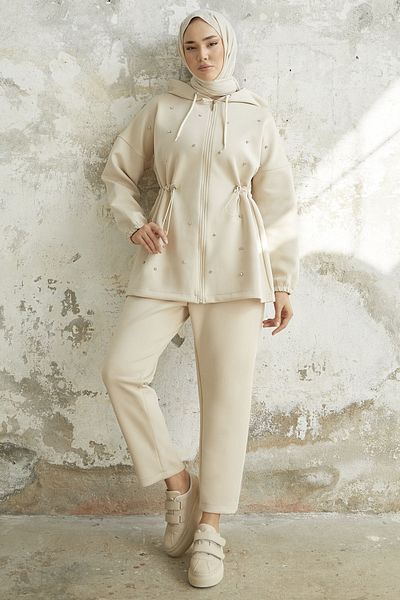 InStyle Ariesa Stone Tunnel Lace Scuba Suit - Μπεζ