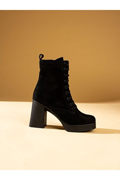 Alemdar Shoes FREYA Black Suede Lace Up Women's Boots