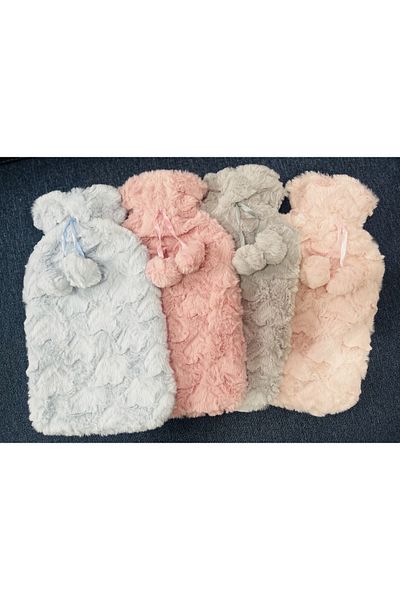KÜÇÜK EW 2 Liter Plush Covered Pompom Heart Hot Water Bag Thermophore