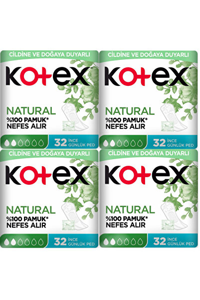Kotex Natural İnce Günlük Ped 32' Li Günlük Ferahlık 4 Adet