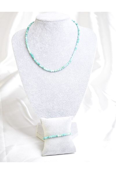Safnaturel Amazonite Natural Stone Necklace and Bracelet Set 4 mm