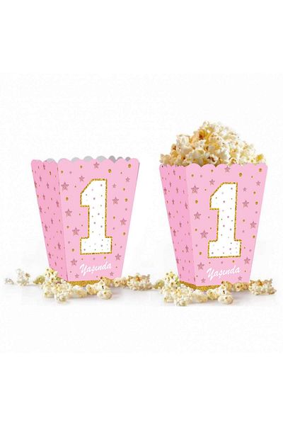 Big Party 1 Year Old Themed Pink Corn Box