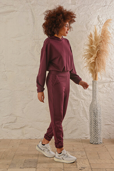 ESPİNA Γυναικείο σετ φόρμας 3 κλωστών χωρίς ανύψωση με τσέπες και κουκούλα