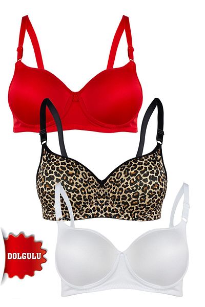 Rare White Women's Padded Patterned/plain 3-Piece Bra