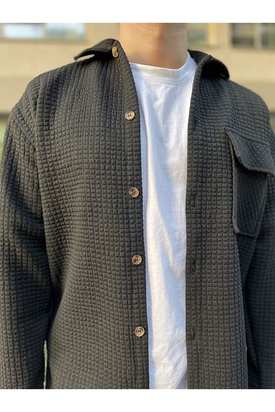 MİRMARONİ quilted winter men's shirt lumberjack shirt with single pocket flap