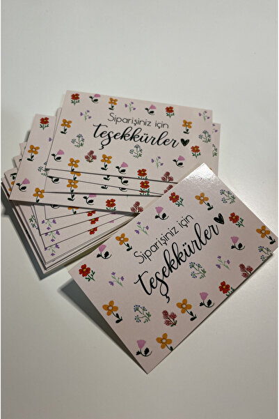 Teşekkür Kartı 5,2x8,2 cm 60 Adet Tek Yön