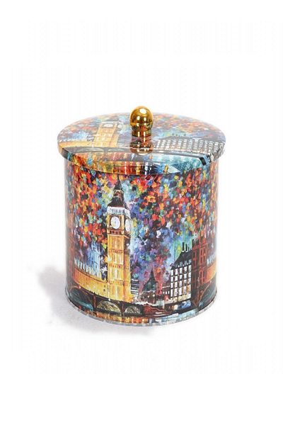 EVLE Ef143-01 Afremov Big Ban Patterned Round Metal Storage Container 14 Cm