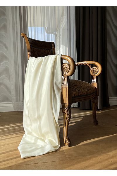 Silkarea 100% Cotton Satin Oversized Double Bed Sheet - 180X200 cm (with Body Tire) - Cream
