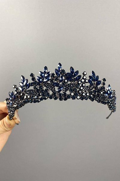 Hobigram Navy Blue Whole Leaf Model Henna and Bridal Tiara – Crown, Crystal Stone, Stylish Model, Bridal Tiara – Crown –