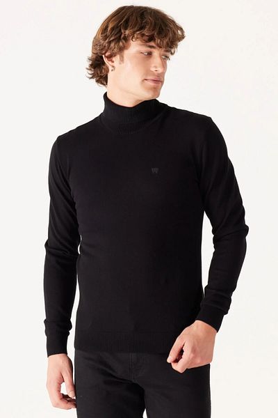 WRANGLER Turtleneck Black Men's 100% Cotton Sweater W8D42P100