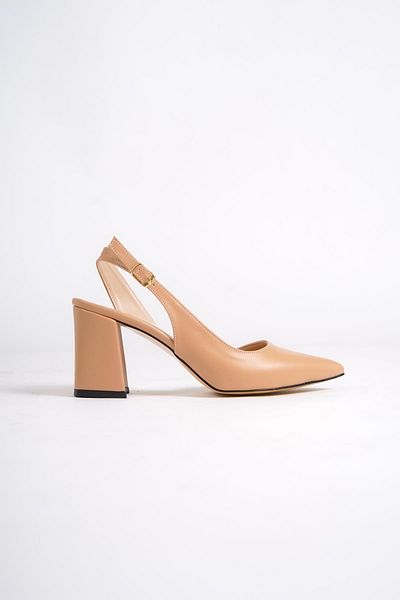 Modabuymus Pantofi cu toc stiletto cu bretele asimetrice de culoare nud - Polly