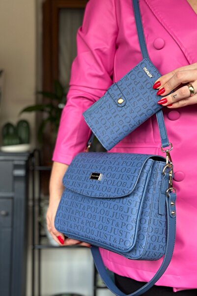 Just Polo حقيبة كتف نسائية كبيرة الحجم مكونة من 5 أقسام وحزامين كروس 2184 مزي...