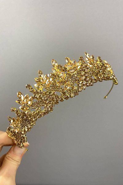 Hobigram Μοντέλο Henna and Bridal Crown σε χρώμα μελιού – Κορώνα, Κρυστάλλινη Πέτρα, Κομψό Μοντέλο, Νυφικό Κορώνα – Κορώνα –