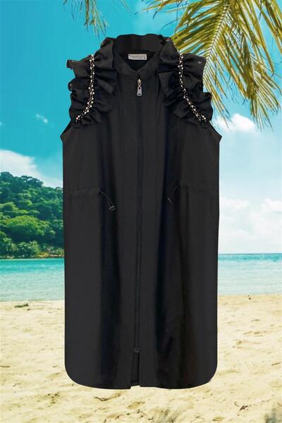 Moodbasic Volanlı Incili Fermuarlı Yelek