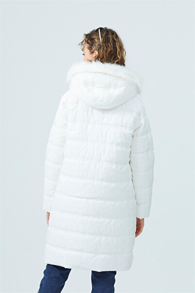 Moodbasic Mb18.62 Taşlı Baskılı Mont - Beyaz