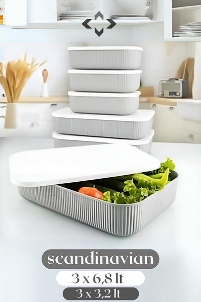 LİGROUND Scandinavian 3.2lt 6.8 Lt Gray Multi-Purpose Storage Box with Lid Organizer Kitchen Storage