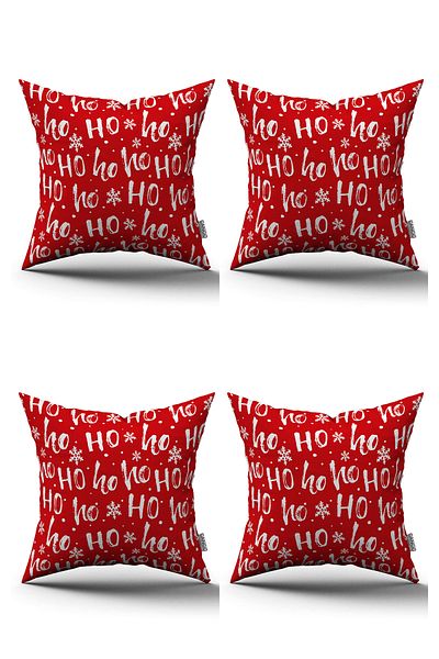Cango Home Red New Year Themed Set of 4 Digital Printed Throw Pillow Pillow Cases