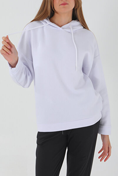 ESPİNA Hanorac alb cu glugă oversize fit pentru femei