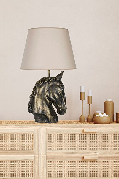 Reyo مصباح طاولة عاكس الضوء على شكل حصان فاخر باللون البيج الذهبي