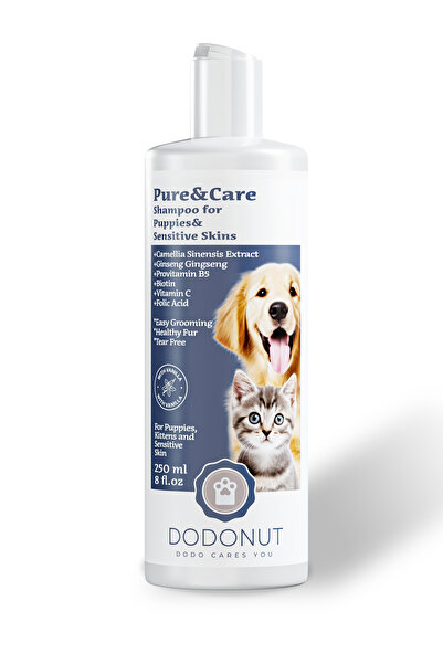 DODONUT Pure&care Hassas Ciltler Ve Yavru Kedi Köpekler Için Hipoalerjenik Doğal Şampuan, 250 Ml