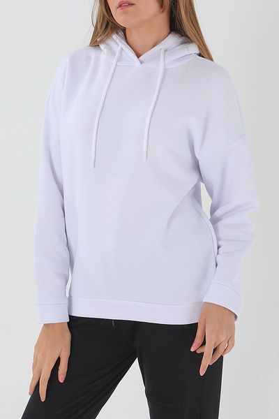 ESPİNA Γυναικείο φούτερ με κουκούλα σε λευκό Oversize Fit