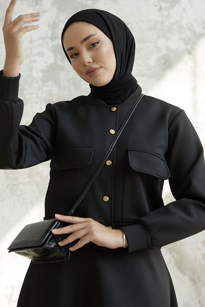 InStyle Mileya Scuba Suit with Flap Pocket and Skirt - Black