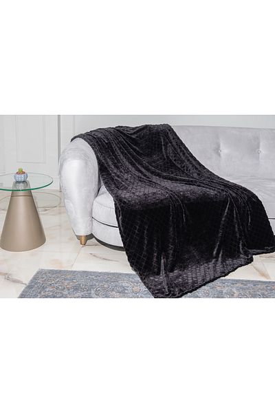 MEYHOME Wellsoft TV Blanket 150x200 cm (Baklava Pattern), black
