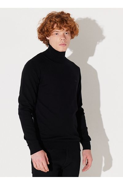 Lee Turtleneck Regular Fit Black Men's Sweater L83CKF01 Turtleneck Knitwear