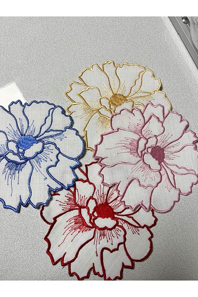 Nakışkonsept Flower Motif Cocktail Napkin Set of 4