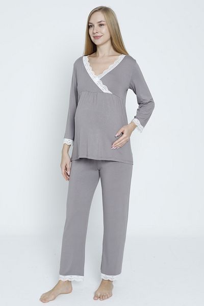 Miss Dünya Lissa Smoked Breastfeeding Sleeve Suitable Maternity and Pregnant Pajamas Set