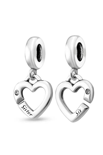 My Story Kız Kardeş Kalpleri Sallantılı Gümüş Charm