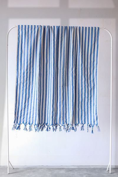 vivamaison Prosop de baie 100% bumbac, prosop de baie spalat cu dungi colorate, prosop de plaja 90x180 cm albastru