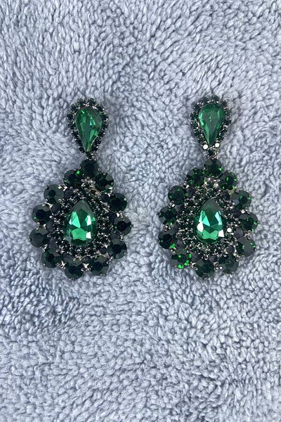 Hobigram أقراط خطوبة زفاف من الحجر الصغير الحجم من Green Drop Model – أقراط Bijoux، تصميم أنيق – Bijoux