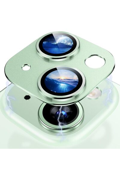 EDELFU Iphone 15 / Iphone 15 Plus Metal Temperli Cam Arka Kamera Full Koruma ...