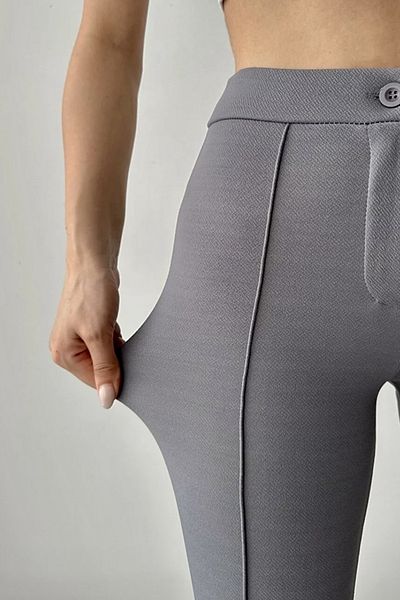 bb butik basic Women's High Waist Full Lycra Slim Leg Ankle Length Trousers