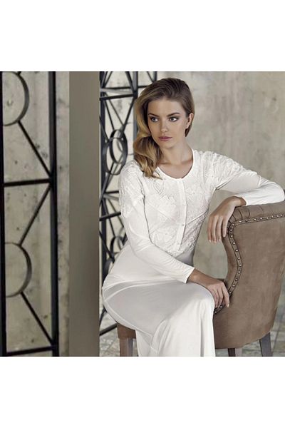 ERBAĞCI HOMEWEAR Long Sleeve Full Length 3 Button Seasonal Nightgown