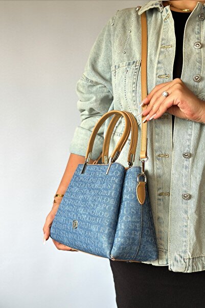 Just Polo Large Size Embossed Leather Women's Shoulder Bag with 5 Compartment...