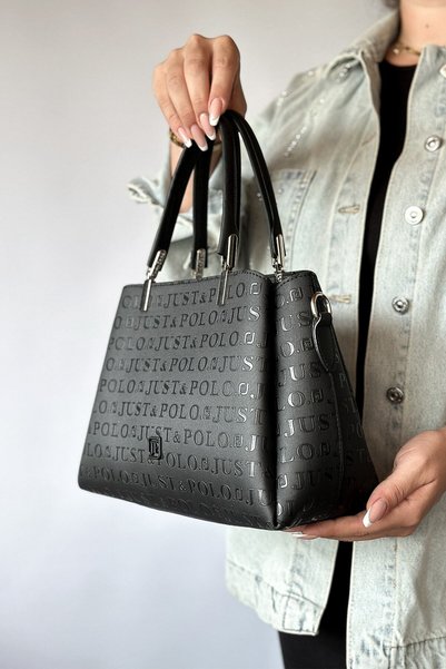 Just Polo Large Embossed Leather Women's Shoulder Bag with 5 Compartments 401...