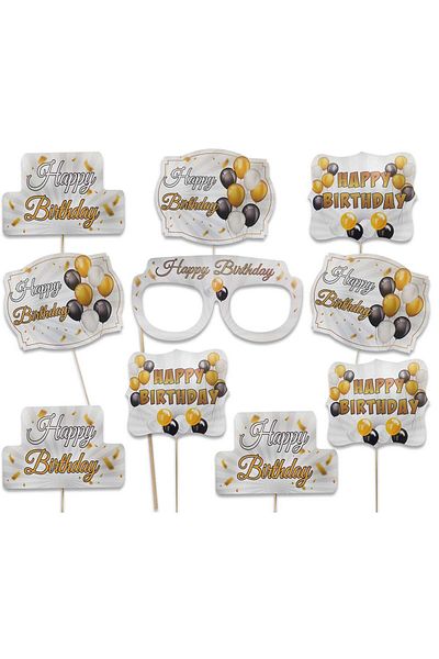 Partimarka White Happy Birthday Written Speech Bubble Set