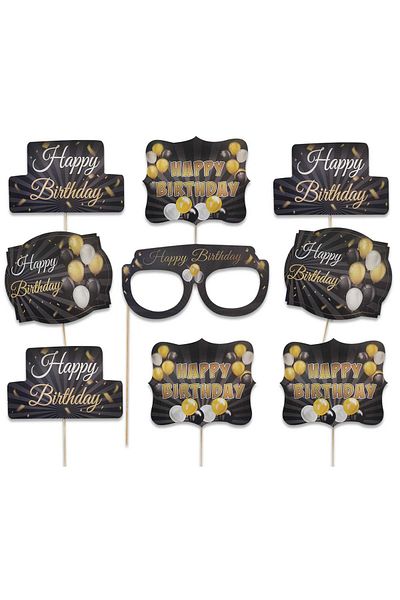 Partimarka Happy Birthday Written Speech Bubble Set Black