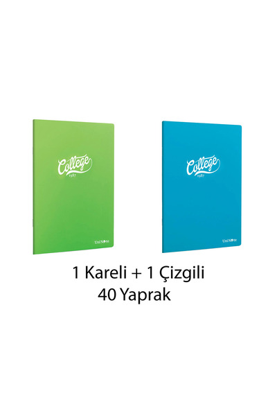 İkra Kırtasiye 1 Kareli 1 Çizgili 40 Yaprak Spiralasız Plastik Kapak Defter