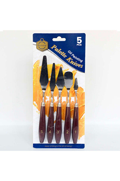 Keep Smiling Ahşap Saplı Metal Spatul Palet Bıçağı Seti 5li G276