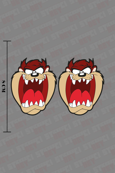 STİCKERCI BEY 2 Adet Tazmanya Canavarı Sticker Seti Otomobil - Motosiklet - B...