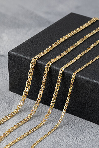 Cenova Jewelry 14 Ayar Altın Düz Tilki Kuyruğu Erkek Zincir 3.75 Mm